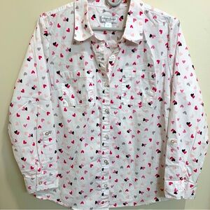 Valentine’s Day Heart Christopher & Banks Petite Button down top.